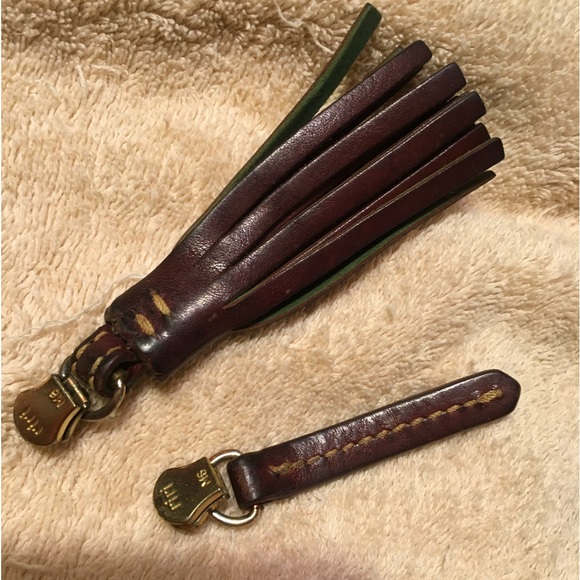 DOONEY & BOURKE Leather Tassel and Zipper Pull Strap Key Fob Bag Charm - Picture 10 of 11